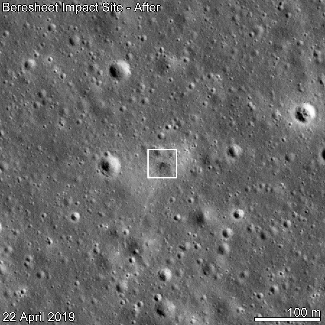 LRO image of the Beresheet crash site on the Moon